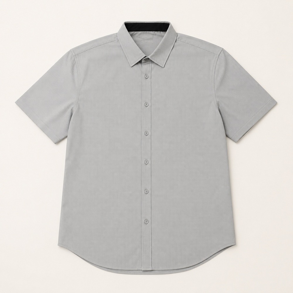 Kenneth Cole New York Mens Short Sleeve Button Down Shirt Grey Textured Size L